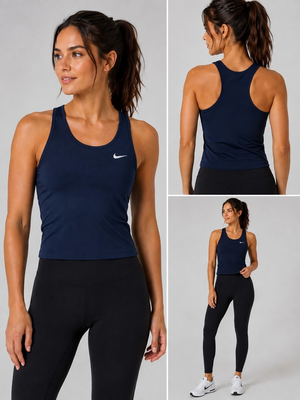 Nike Y2K Fitted Workout Racerback Tank Built-In Sports Bra Navy Women’s S